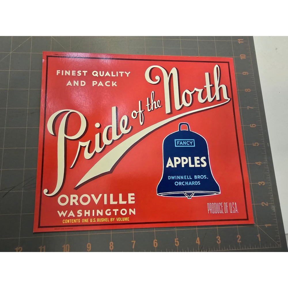 Vintage Pride of the North Fancy Apples Oroville Washington Orchard Label
